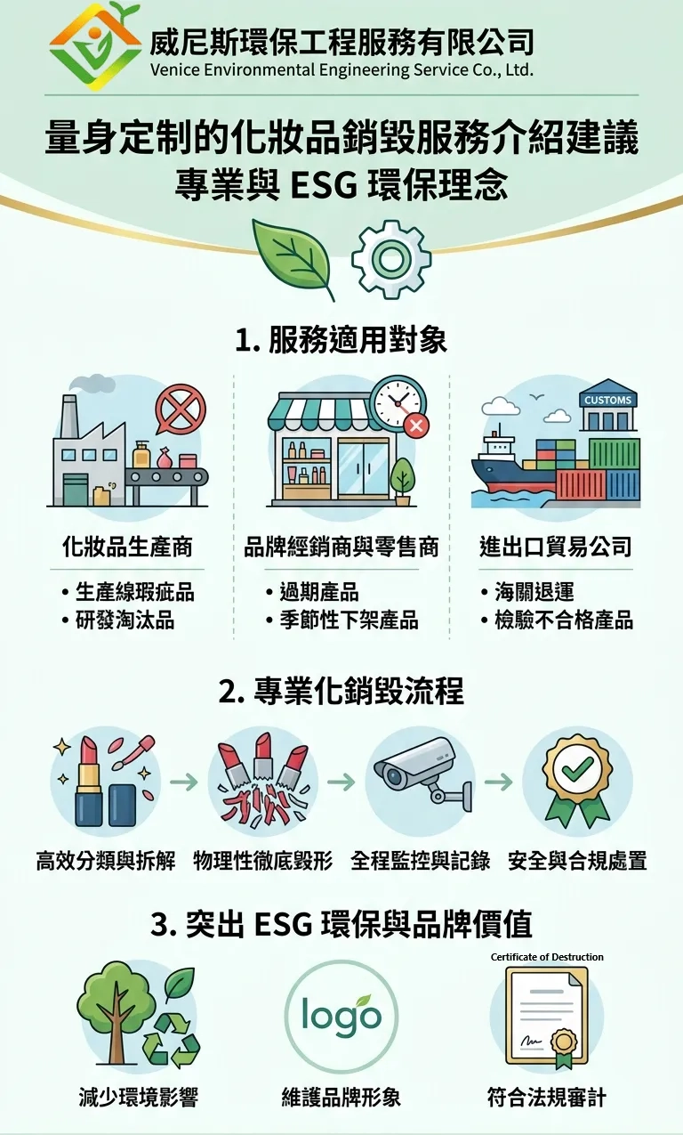 為企業徹底去解決化妝品銷毀的煩惱，服務涵蓋美容企業及護理行業的全品類產品，確保各類物料均得到適切的處理 | 威尼斯環保工程