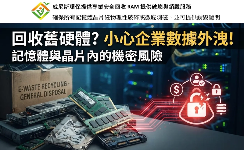 【舊 RAM 殘留機密數據？】記憶體實體碎化 與 ITAD 回收，威尼斯環保有齊全國際 ISO 及 R2v3 認證